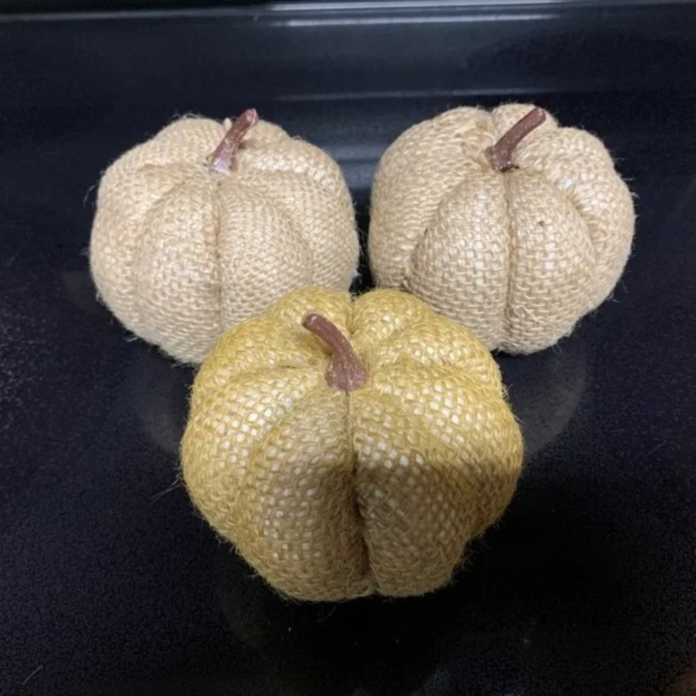 3 Small Fall Burlap Pumpkins
